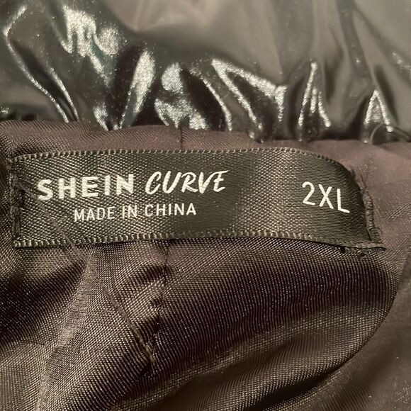 NWOT Shein Black Cropped Puffer Coat Jacket Women's Size XL - Picture 6 of 8